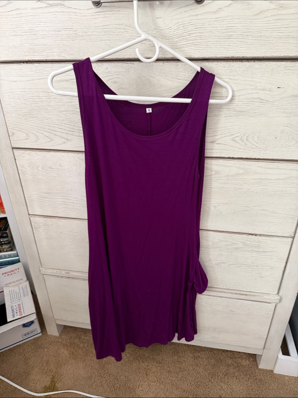 Sleeveless Purple Tank Dress - Women's Comfortable Scoop Neck